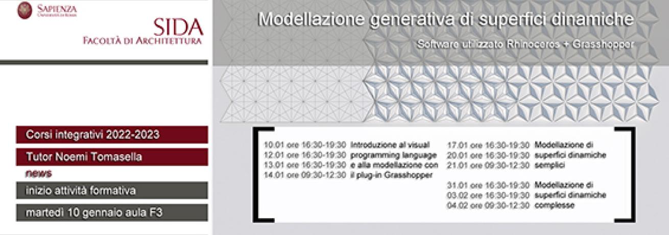 Centro S.I.D.A. 2022 - Modellazione generativa di superfici dinamiche Centro S.I.D.A. 2022 - Modellazione generativa di superfici dinamiche